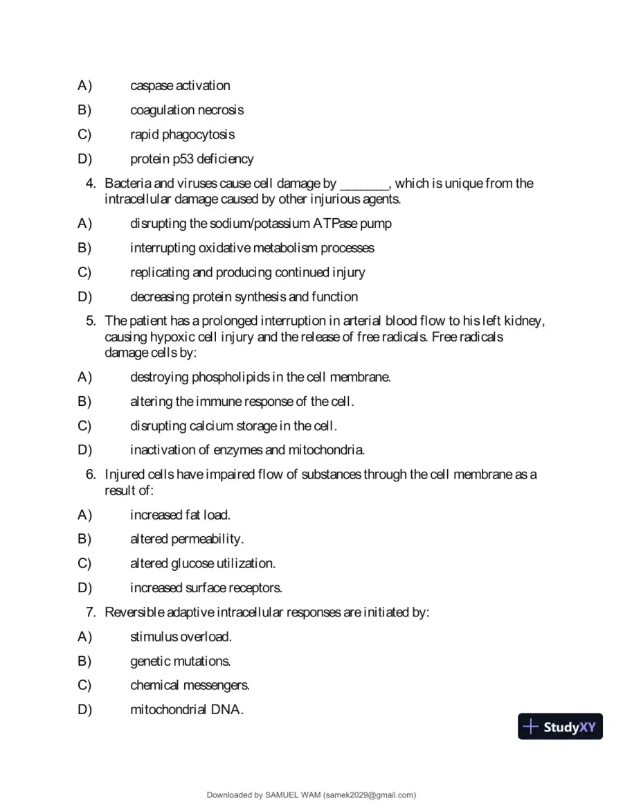 Test Bank for Applied Pathophysiology: A Conceptual Approach to the Mechanisms of Disease, 3rd Edition (Chapters 1-18), page 8