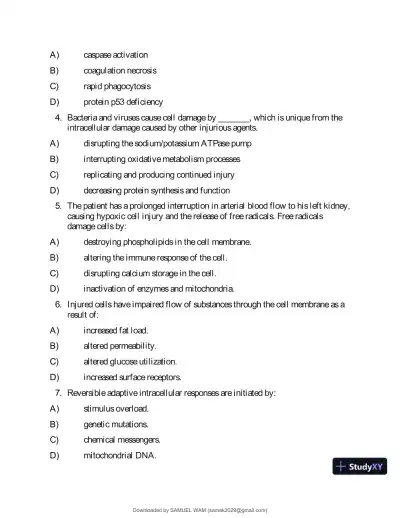 Test Bank for Applied Pathophysiology: A Conceptual Approach to the Mechanisms of Disease, 3rd Edition (Chapters 1-18) - Page 8 preview image