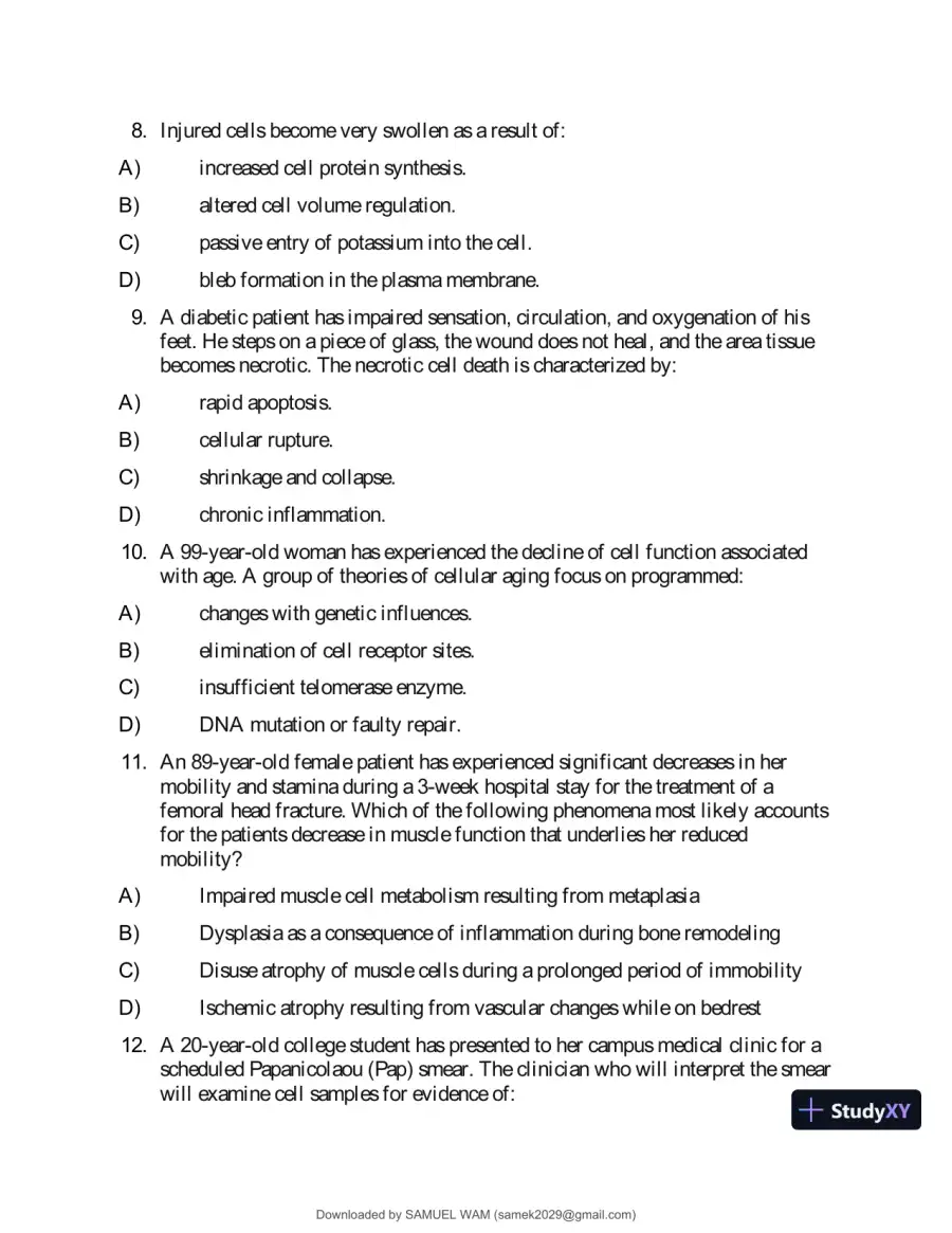 Test Bank for Applied Pathophysiology: A Conceptual Approach to the Mechanisms of Disease, 3rd Edition (Chapters 1-18), page 9