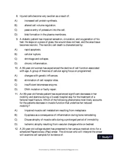 Test Bank for Applied Pathophysiology: A Conceptual Approach to the Mechanisms of Disease, 3rd Edition (Chapters 1-18) - Page 9 preview image