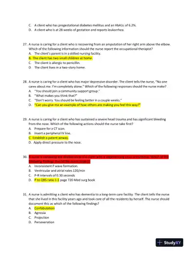 2019, 2023-2024 ATI RN Comp Predictor With Answers (177 Solved Questions) - Page 8 preview image