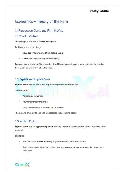 Economics - Theory of the Firm - Page 1 preview image