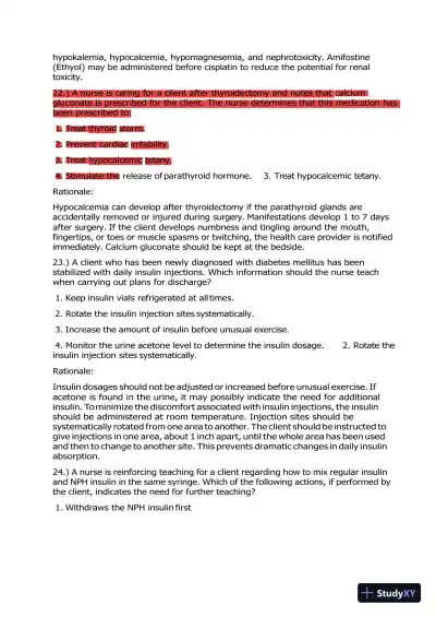 2020 HESI Pharmacology Version 1 With Answers (100 Solved Questions) - Page 10 preview image