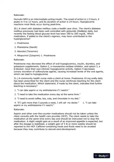 2020 HESI Pharmacology Version 1 With Answers (100 Solved Questions) - Page 13 preview image