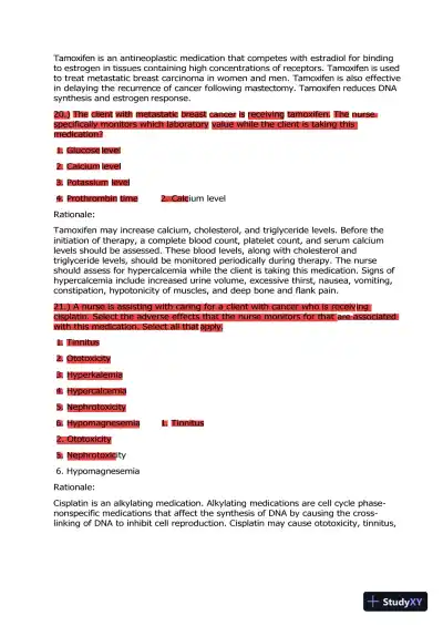 2020 HESI Pharmacology Version 1 With Answers (100 Solved Questions) - Page 9 preview image