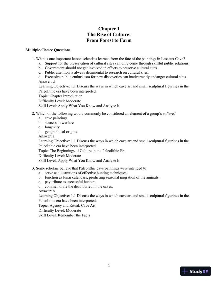 Test Bank For Humanities, The: Culture, Continuity, and Change, Volume 1, 4th Edition, page 4