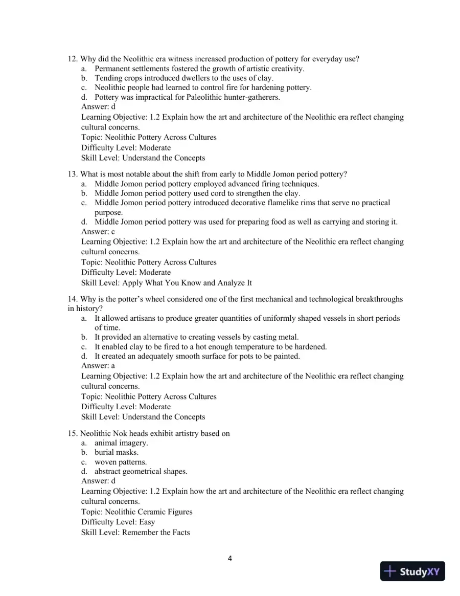 Test Bank For Humanities, The: Culture, Continuity, and Change, Volume 1, 4th Edition, page 7