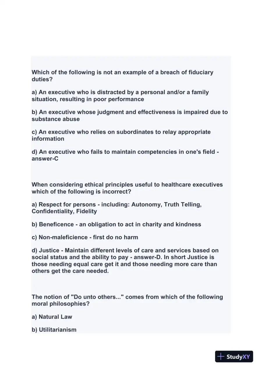 2024 FACHE Healthcare Assessment Week1 Exam With Answers (207 Solved Questions), page 11