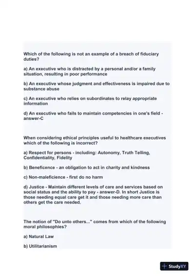 2024 FACHE Healthcare Assessment Week1 Exam With Answers (207 Solved Questions) - Page 11 preview image