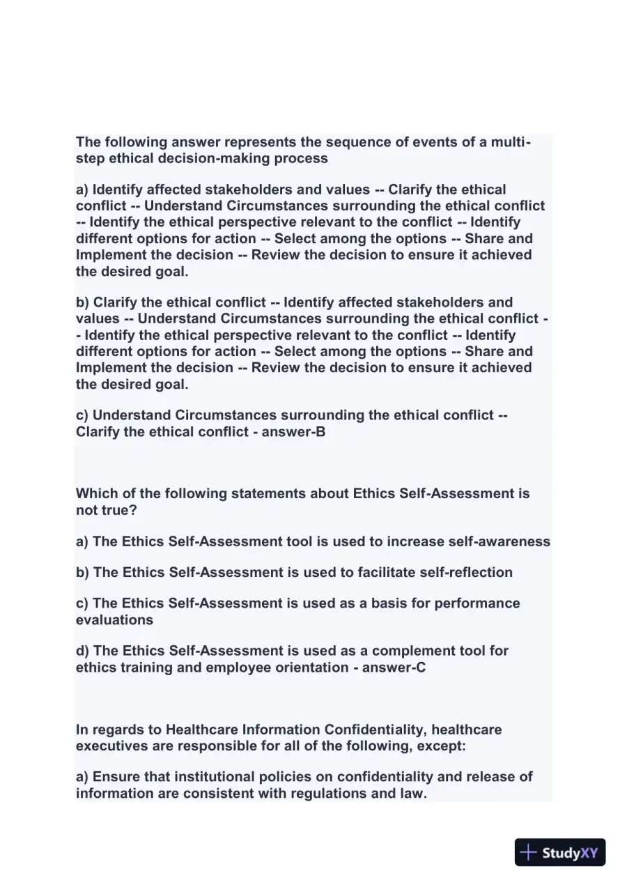 2024 FACHE Healthcare Assessment Week1 Exam With Answers (207 Solved Questions), page 13