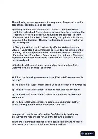 2024 FACHE Healthcare Assessment Week1 Exam With Answers (207 Solved Questions) - Page 13 preview image