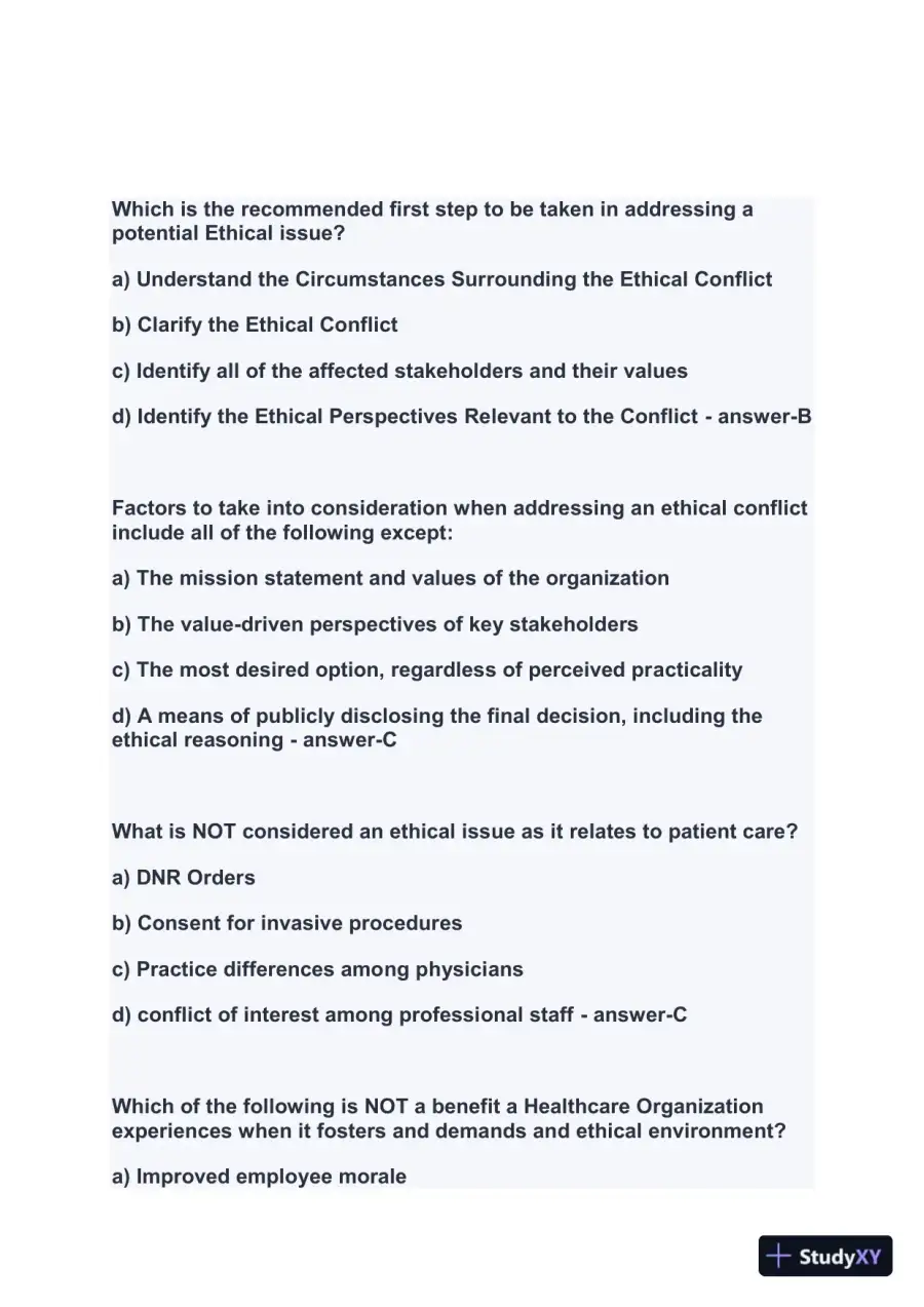 2024 FACHE Healthcare Assessment Week1 Exam With Answers (207 Solved Questions), page 15