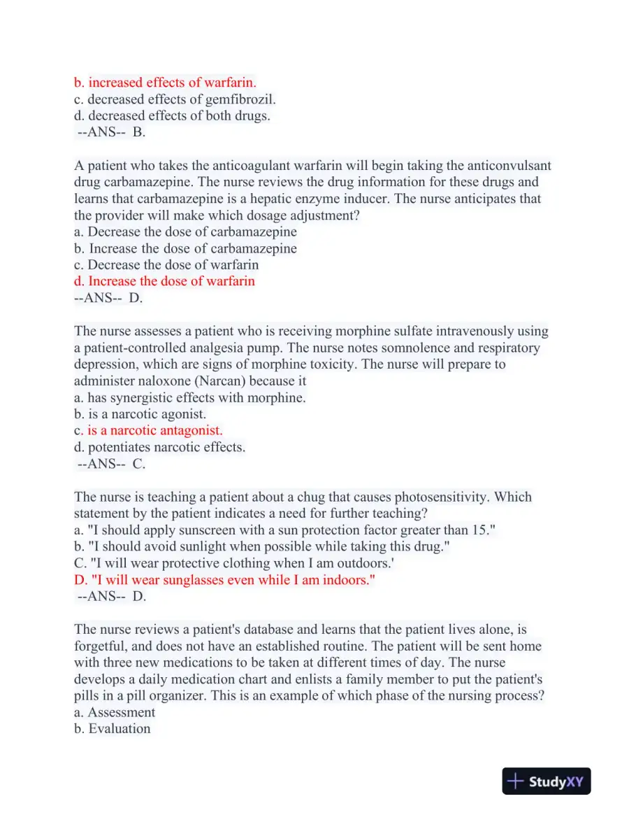 2023-2024 MSN571 Pharmacology Midterm Final Exam With Answers (258 Solved Questions), page 13