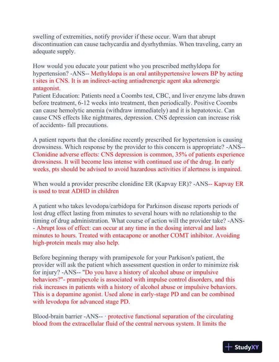 2023-2024 MSN571 Pharmacology Midterm Final Exam With Answers (258 Solved Questions), page 6