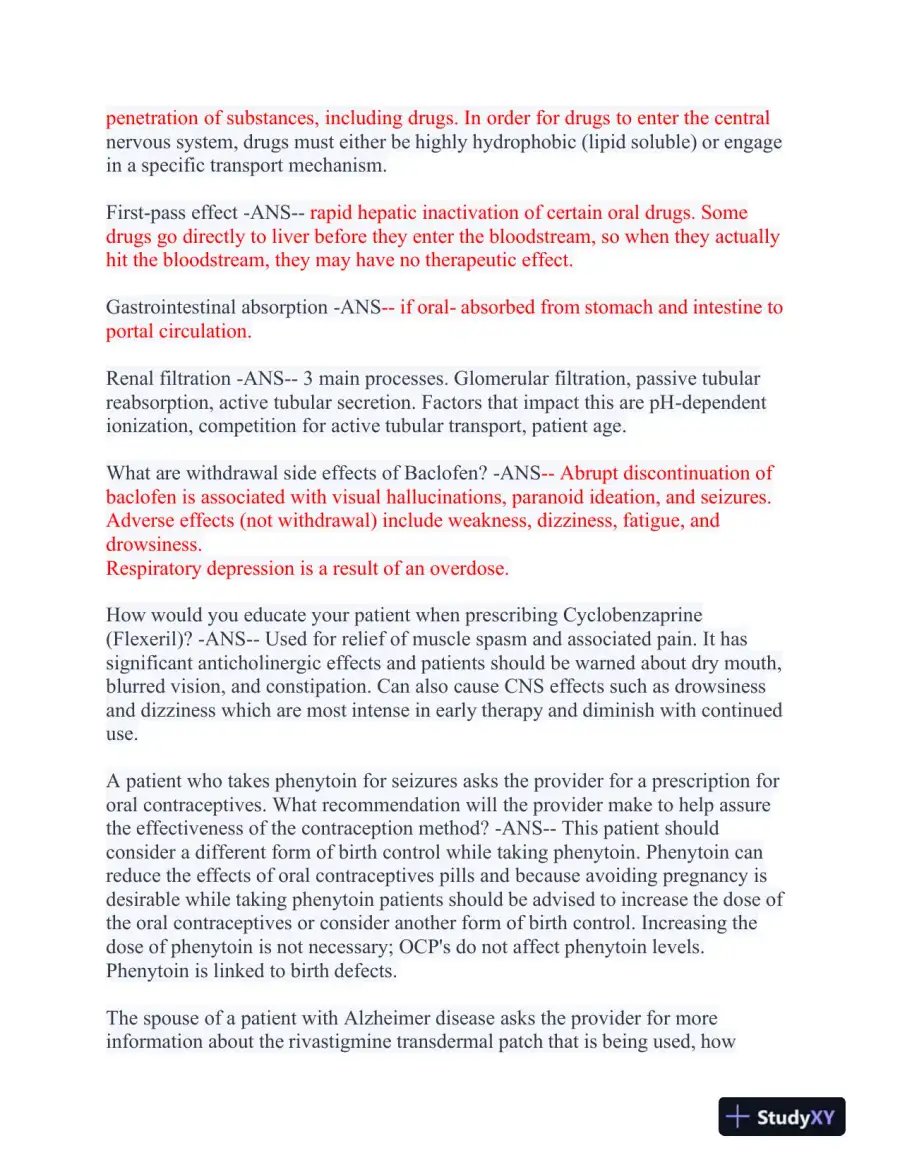 2023-2024 MSN571 Pharmacology Midterm Final Exam With Answers (258 Solved Questions), page 7