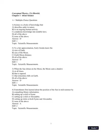 Test Bank for Conceptual Physics, 12th Edition - Page 1 preview image