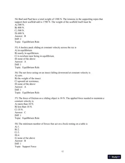 Test Bank for Conceptual Physics, 12th Edition - Page 19 preview image