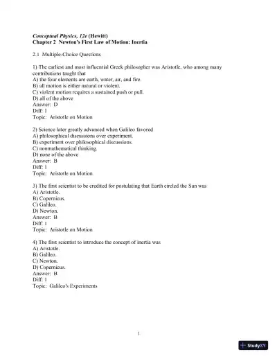 Test Bank for Conceptual Physics, 12th Edition - Page 8 preview image