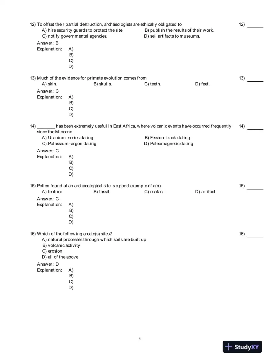Human Evolution And Culture: Highlights Of Anthropology, 6th Edition Test Bank, page 12