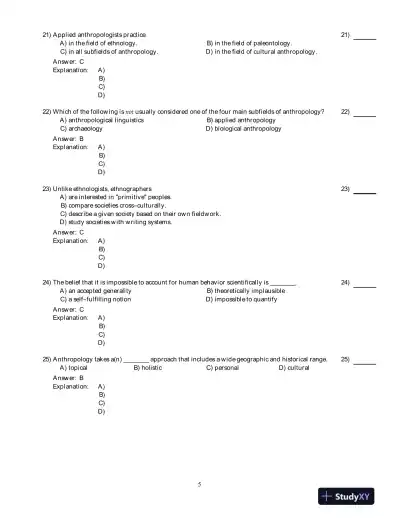 Human Evolution And Culture: Highlights Of Anthropology, 6th Edition Test Bank - Page 6 preview image