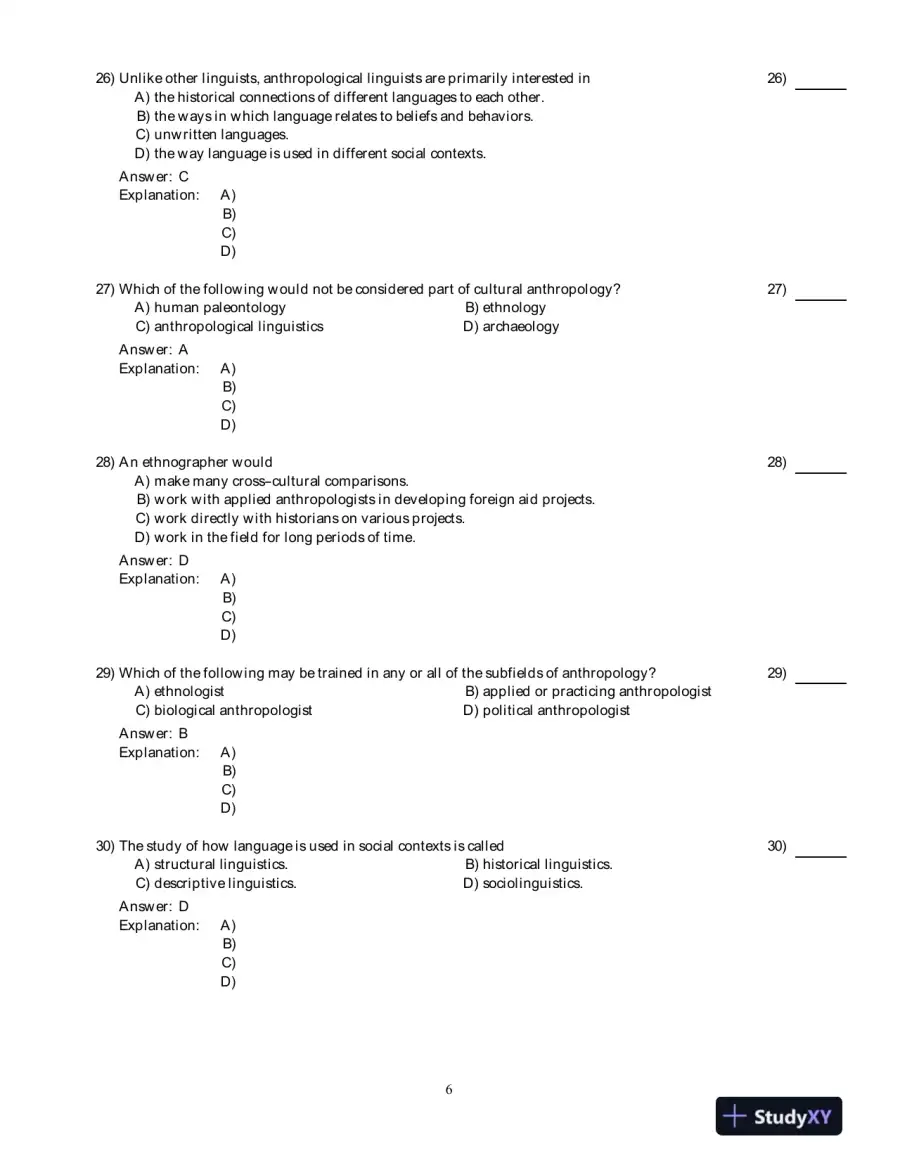 Human Evolution And Culture: Highlights Of Anthropology, 6th Edition Test Bank, page 7