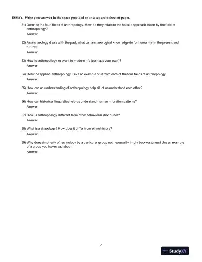 Human Evolution And Culture: Highlights Of Anthropology, 6th Edition Test Bank - Page 8 preview image