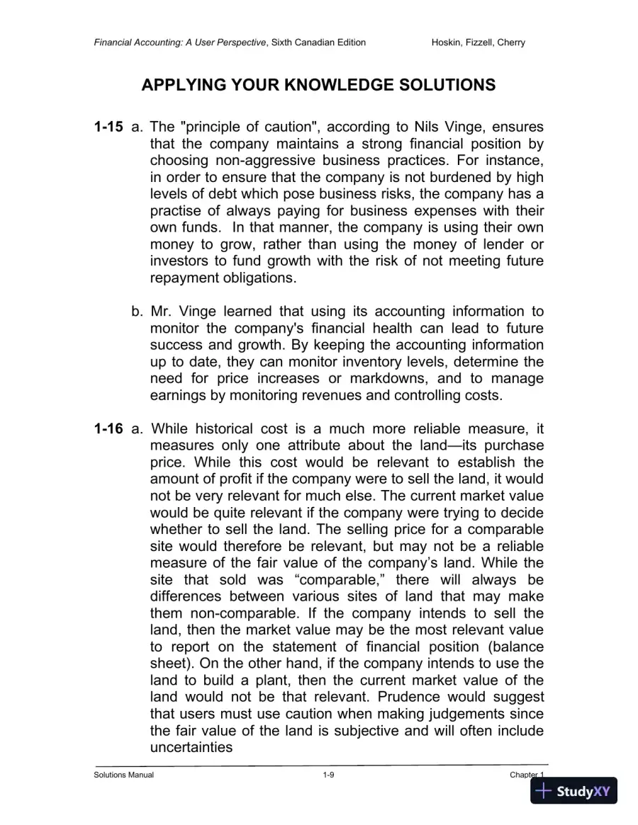 Financial Accounting: A User Perspective , 6th Canadian Edition Solution Manual, page 10