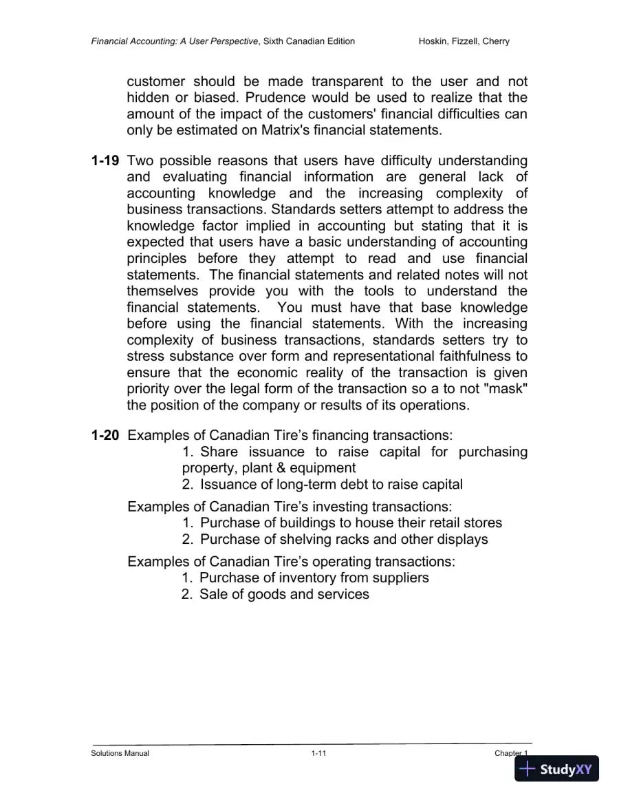 Financial Accounting: A User Perspective , 6th Canadian Edition Solution Manual, page 12