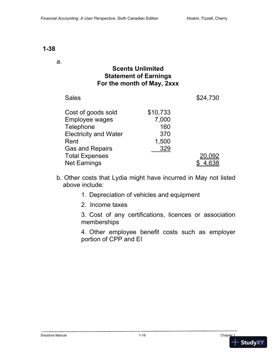 Financial Accounting: A User Perspective , 6th Canadian Edition Solution Manual, page 20