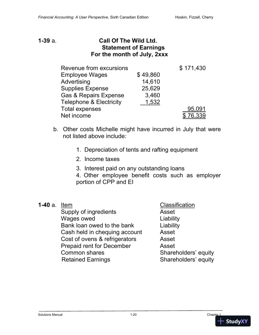 Financial Accounting: A User Perspective , 6th Canadian Edition Solution Manual, page 21