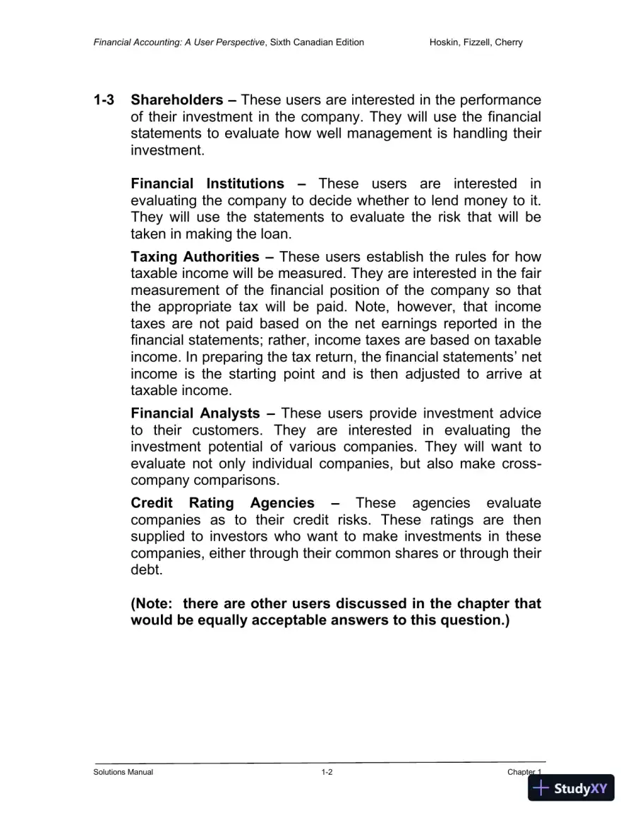Financial Accounting: A User Perspective , 6th Canadian Edition Solution Manual, page 3