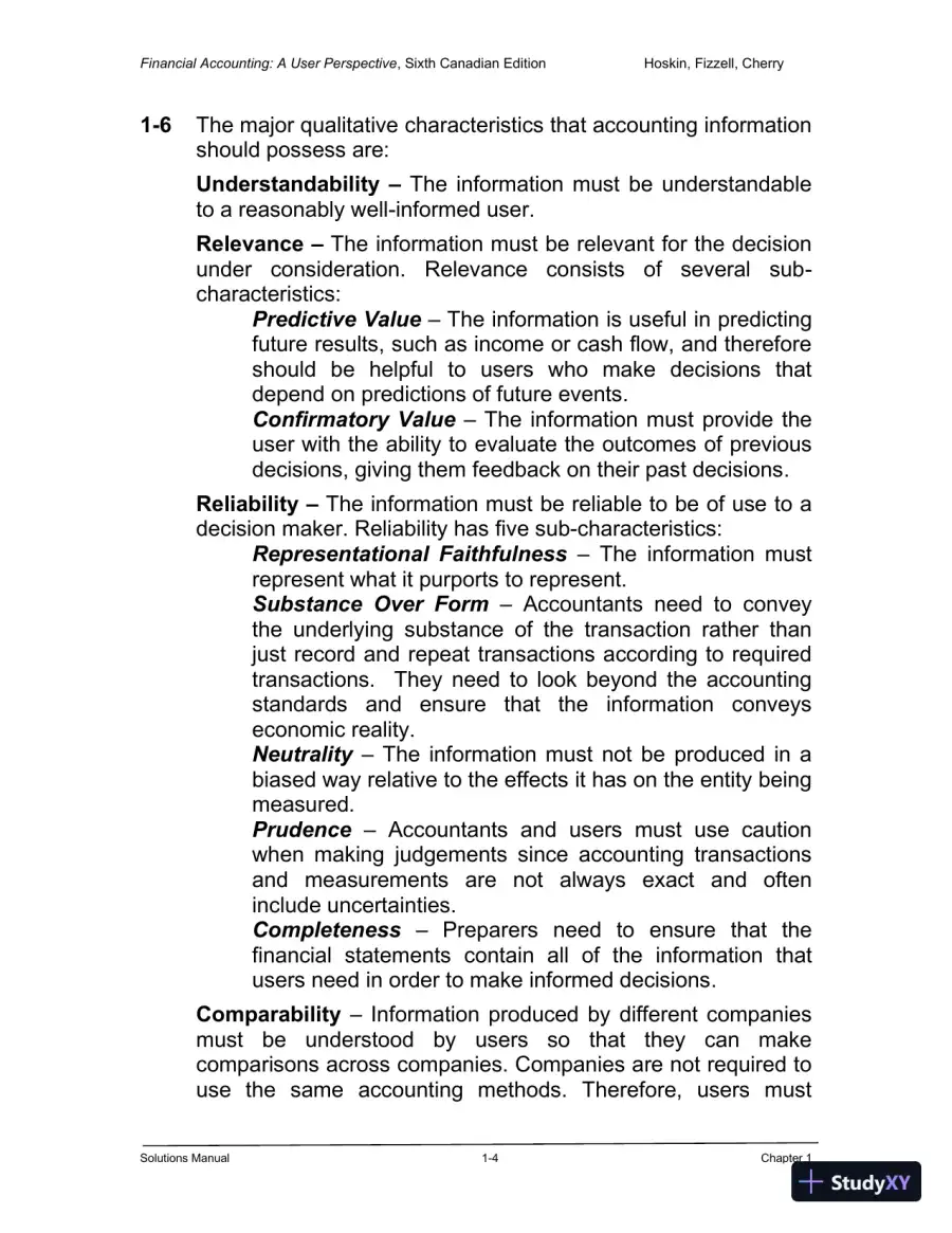 Financial Accounting: A User Perspective , 6th Canadian Edition Solution Manual, page 5