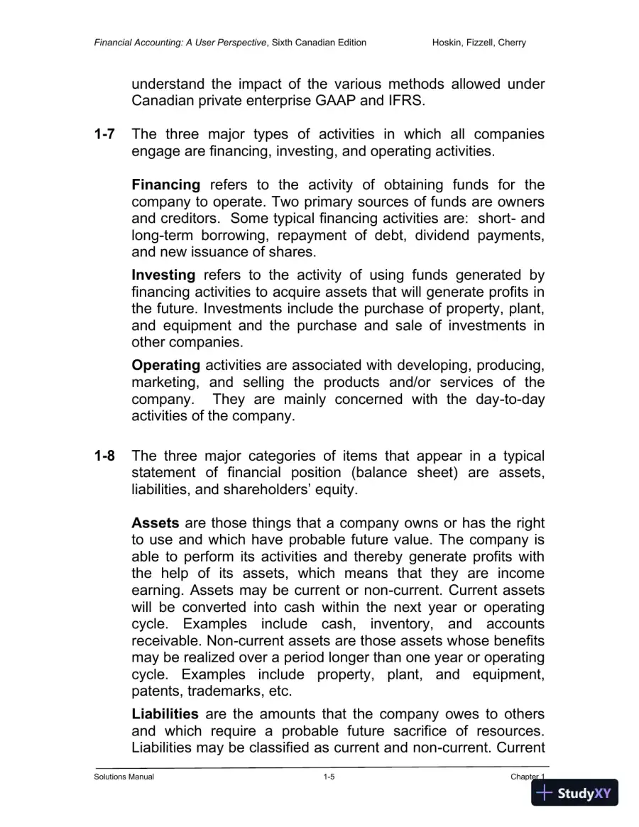Financial Accounting: A User Perspective , 6th Canadian Edition Solution Manual, page 6