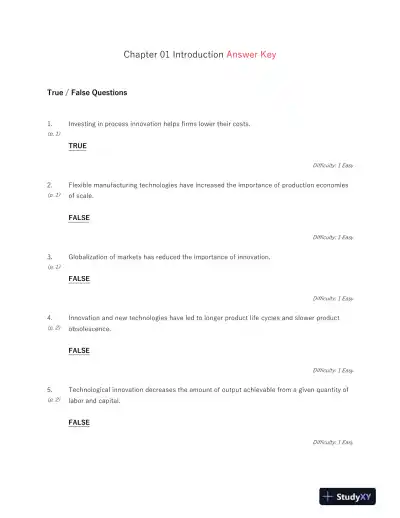 Strategic Management of Technological Innovation 5th Edition Test Bank - Page 12 preview image