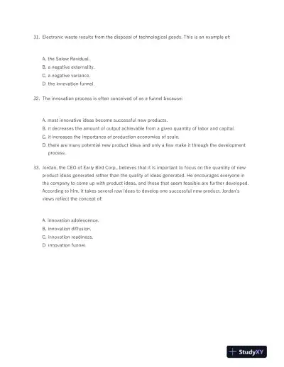 Strategic Management of Technological Innovation 5th Edition Test Bank - Page 8 preview image