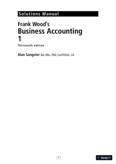 Solution Manual for Frank Wood's Business Accounting , 13th Edition - Page 1 preview image