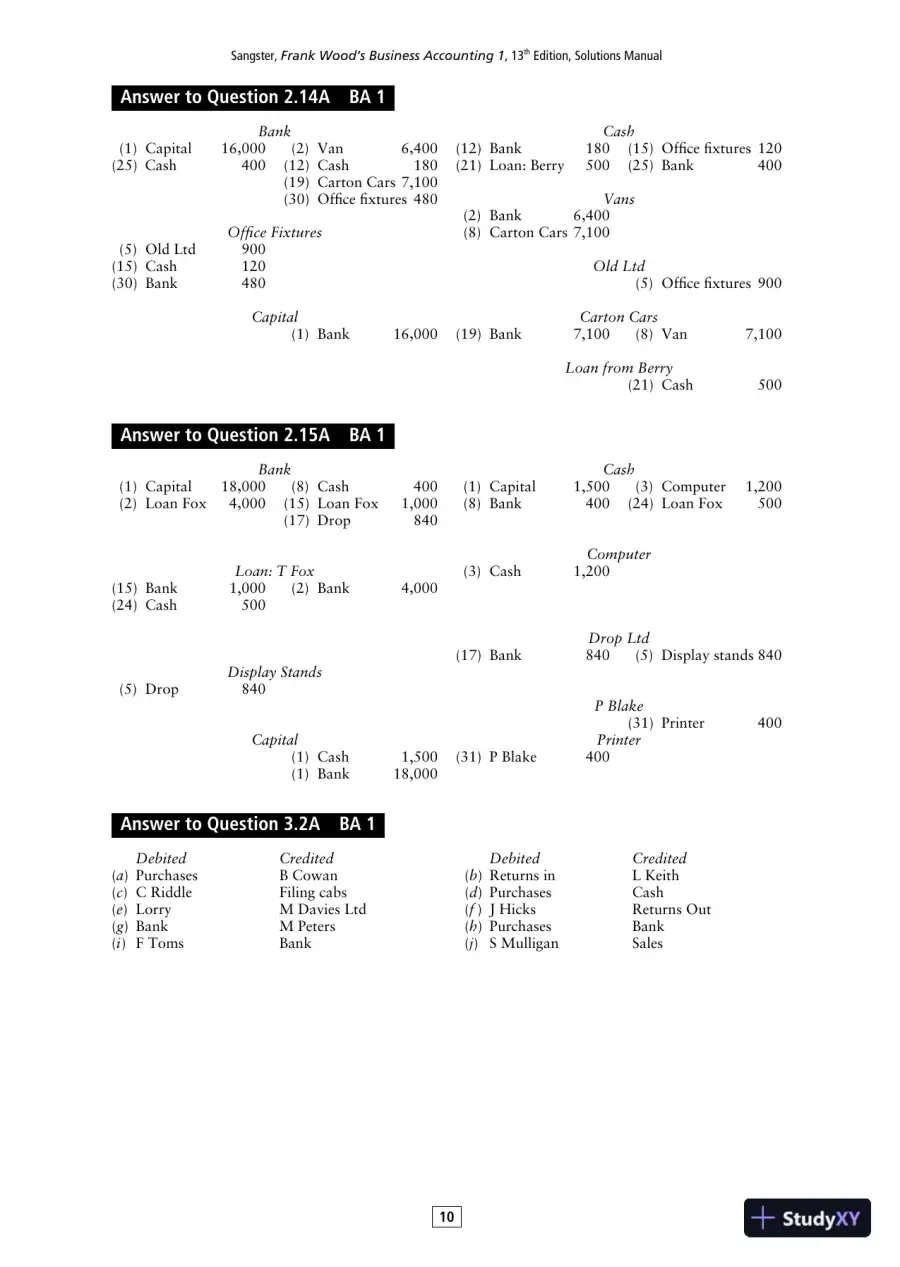 Solution Manual for Frank Wood's Business Accounting , 13th Edition, page 10