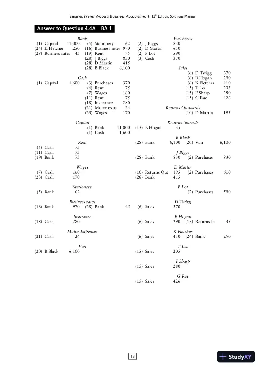 Solution Manual for Frank Wood's Business Accounting , 13th Edition, page 13