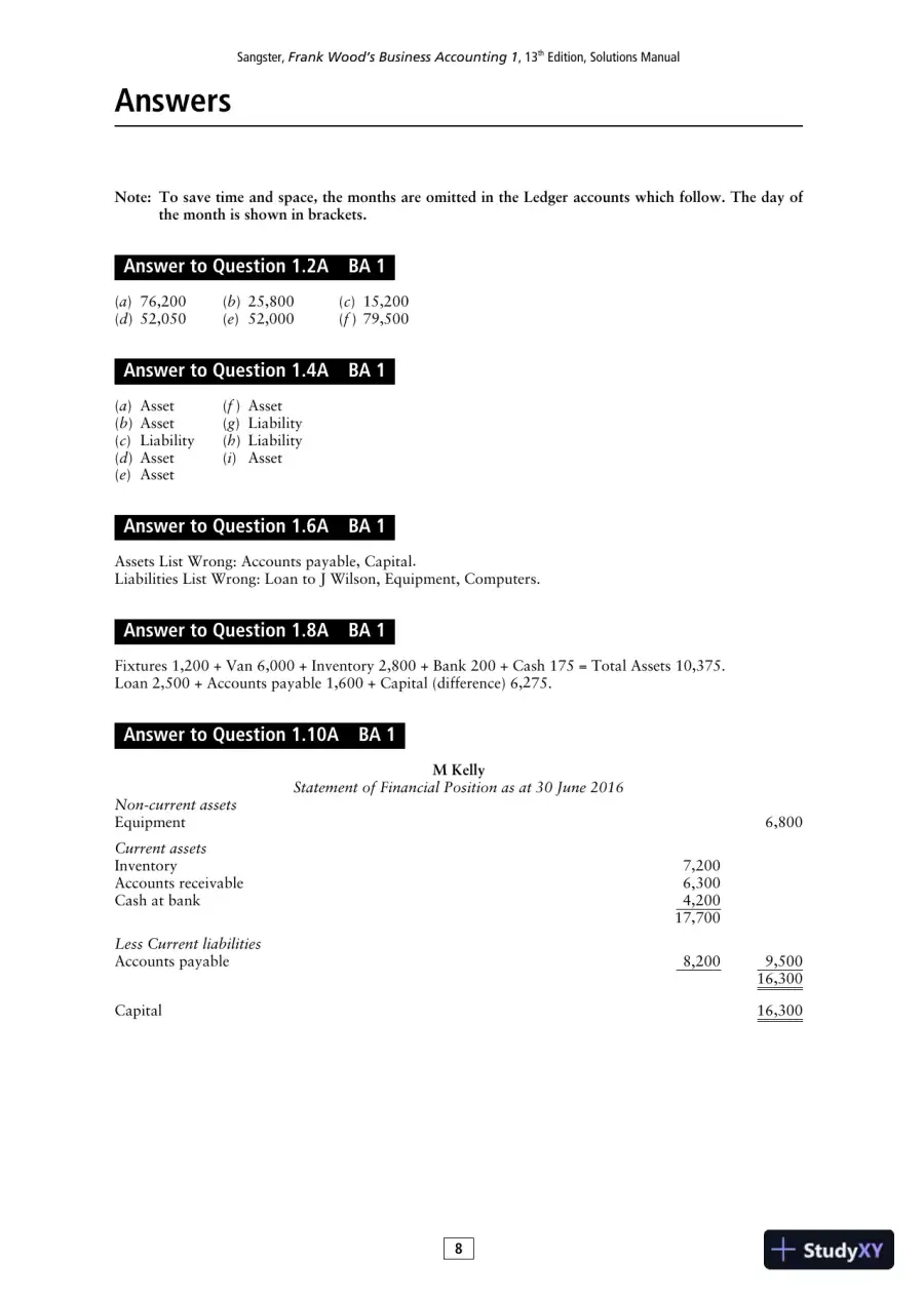 Solution Manual for Frank Wood's Business Accounting , 13th Edition, page 8