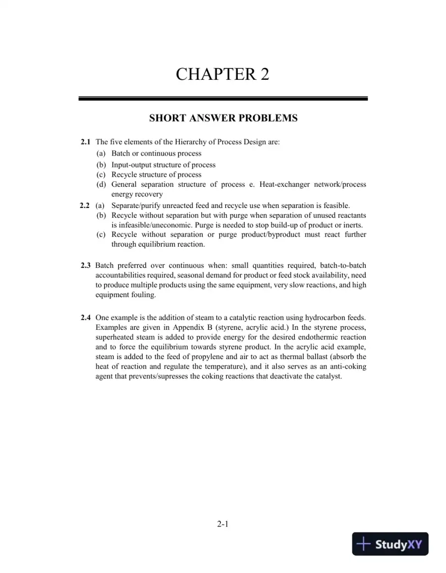 Solution Manual for Analysis, Synthesis, and Design of Chemical Processes, 5th Edition, page 15