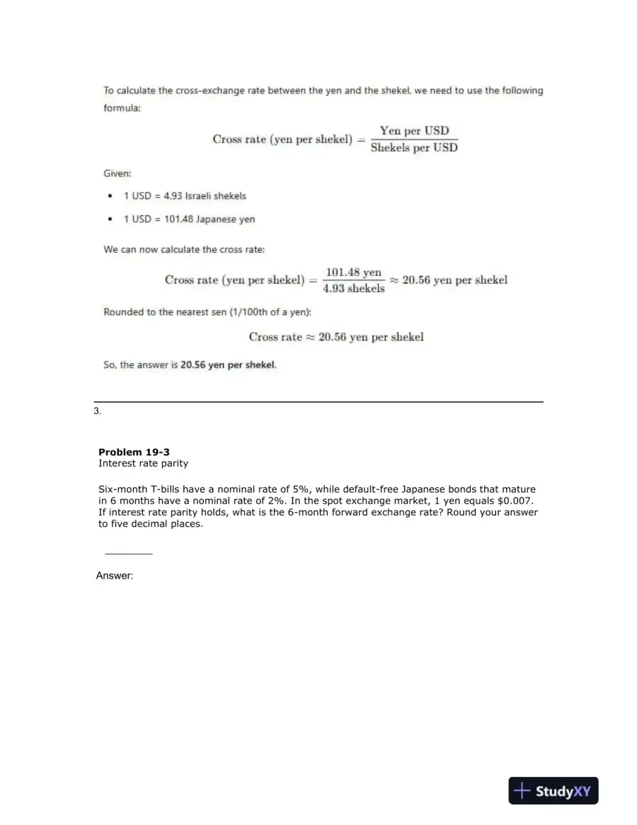 Foreign Exchange and International Finance Problem Set, page 3