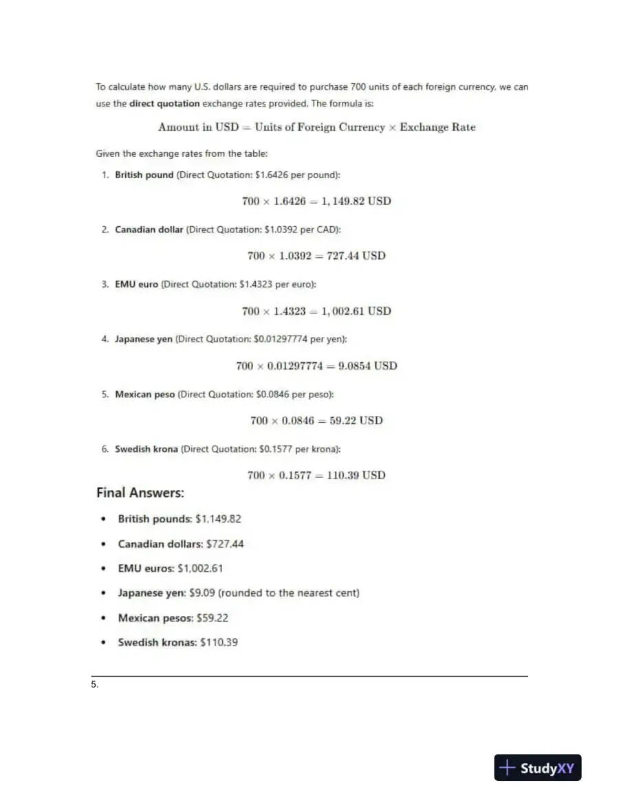 Foreign Exchange and International Finance Problem Set, page 6