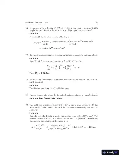 Solution Manual for Fundamentals of Nuclear Science and Engineering, 3rd Edition - Page 11 preview image