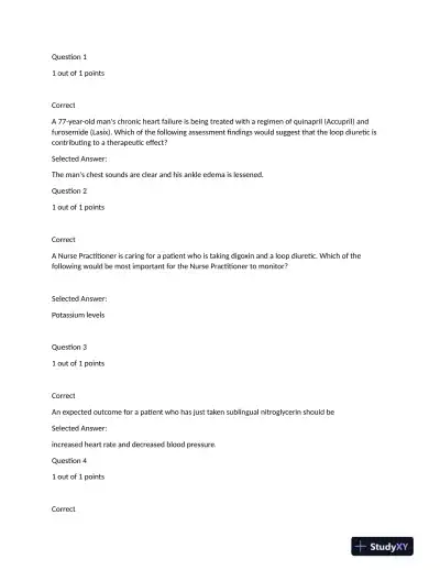 NURS6521 Cardiovascular Midterm Exam With Answers (101 Solved Questions) - Page 1 preview image