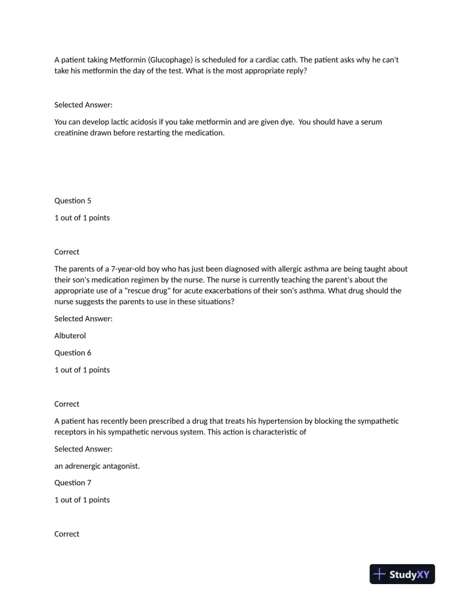 NURS6521 Cardiovascular Midterm Exam With Answers (101 Solved Questions), page 3