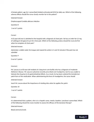 NURS6521 Cardiovascular Midterm Exam With Answers (101 Solved Questions) - Page 4 preview image