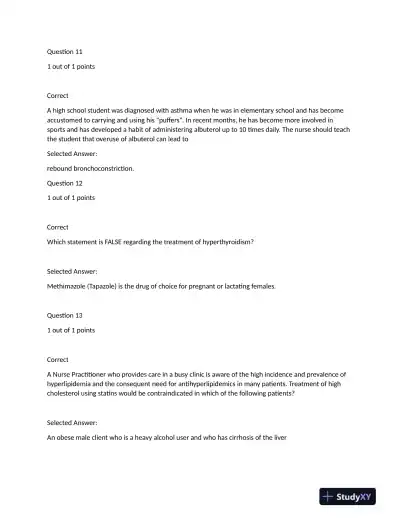 NURS6521 Cardiovascular Midterm Exam With Answers (101 Solved Questions) - Page 5 preview image