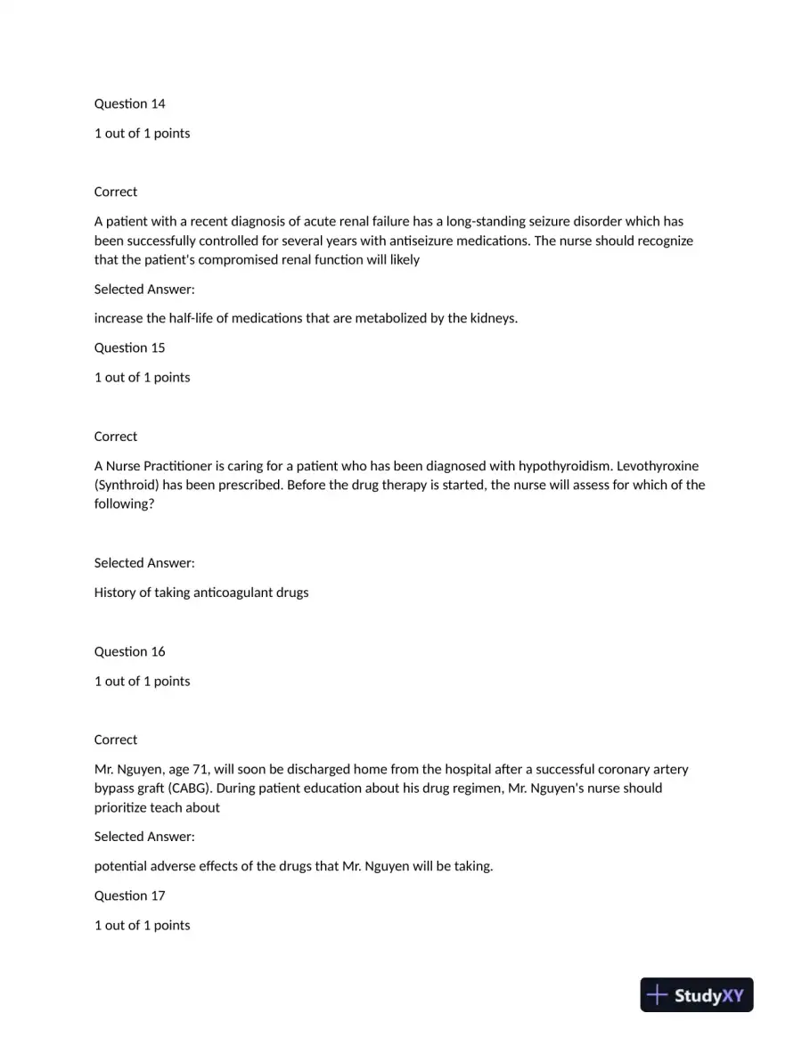 NURS6521 Cardiovascular Midterm Exam With Answers (101 Solved Questions), page 6