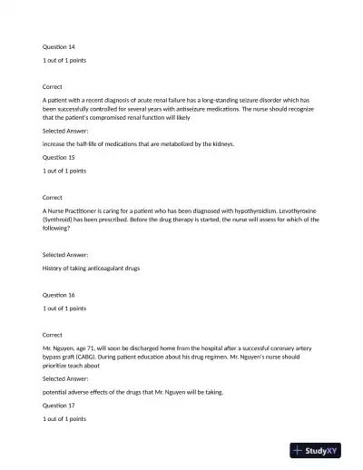 NURS6521 Cardiovascular Midterm Exam With Answers (101 Solved Questions) - Page 6 preview image