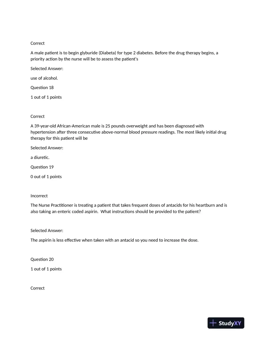 NURS6521 Cardiovascular Midterm Exam With Answers (101 Solved Questions), page 7